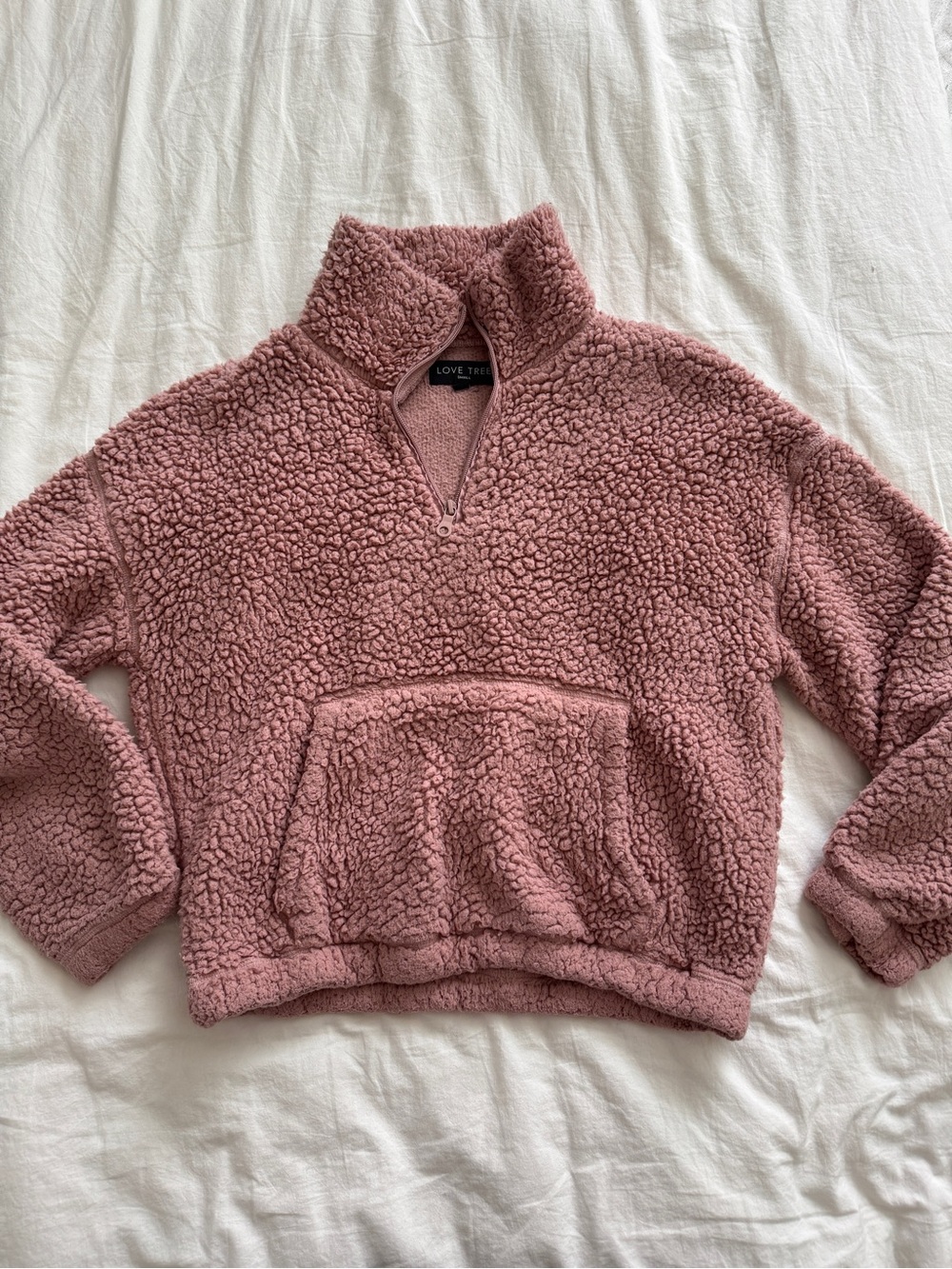 Love Tree Dusty Mauve Teddy Sherpa Half-Zip Pullover